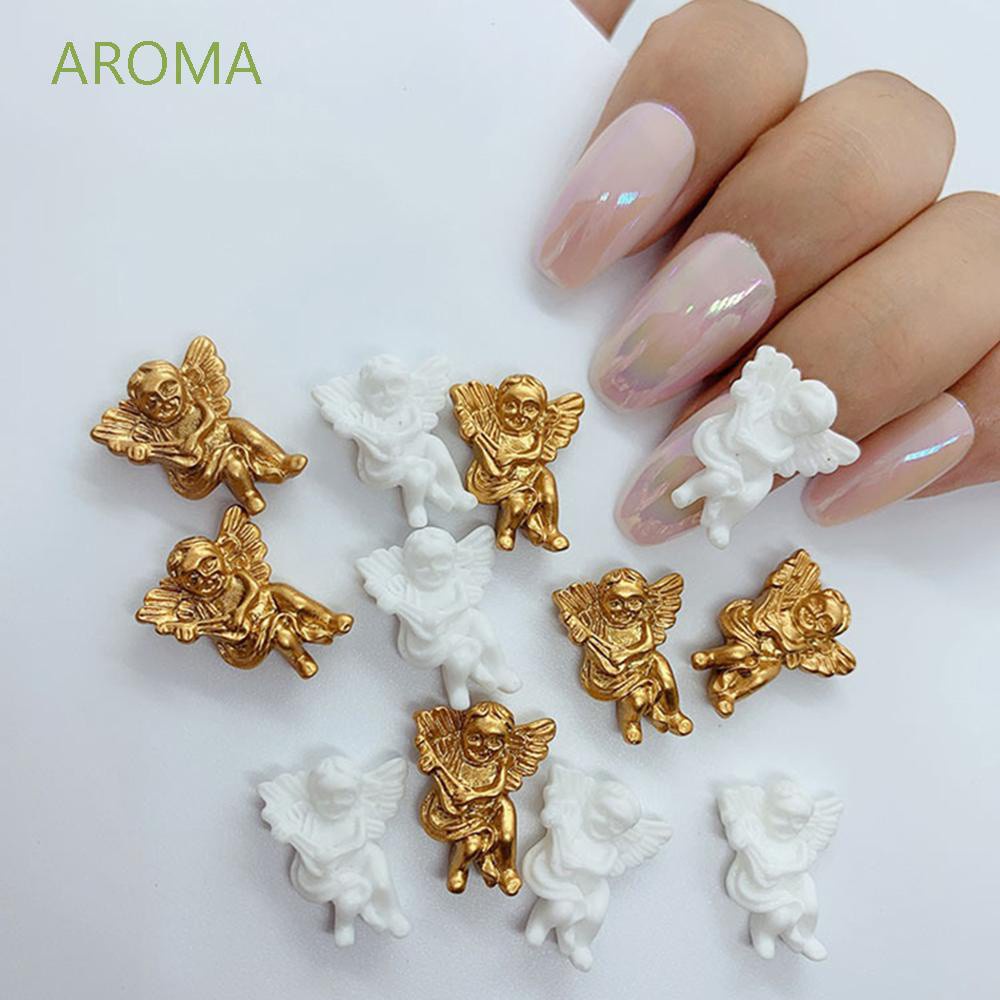 [Hàng mới về] Set 30 phụ kiện trang trí móng tay 3d hình thiên thần hoạt hình bằng nhựa resin với 4 màu tùy chọn