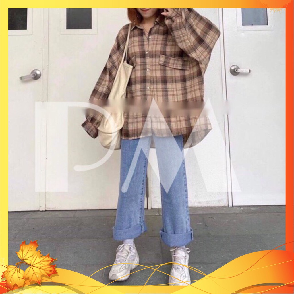 Áo Sơ Mi Nữ ❤️Áo Sơ Mi Kẻ Caro ❤️Form rộng tay dài-chất liệu TiCi cực mềm cực mát năng động trẻ trung Mã TT05 | BigBuy360 - bigbuy360.vn