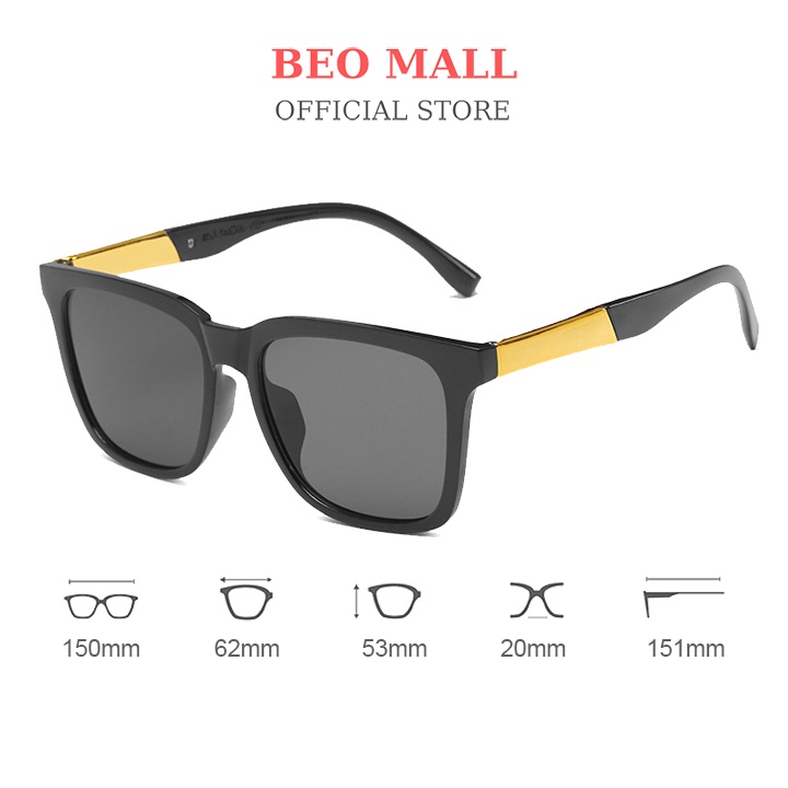 Kính mát nam gọng vuông BEOMALL thiết kế thời trang cá tính KT049