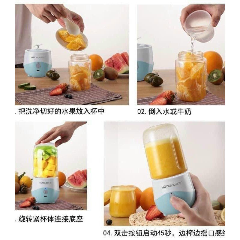 [ 6 LƯỠI ] Máy Xay Sinh Tố Cầm Tay Mini Sạc Pin, Máy Say Sinh Tố Cầm Tay Đa Năng Mini 300ml-AHARMARKET