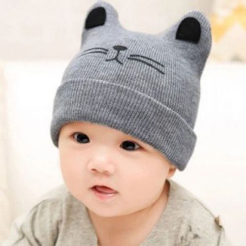 Mũ Nón Len Mèo Siêu Dễ Thương Cho Bé Cưng 3-24 Tháng Tuổi