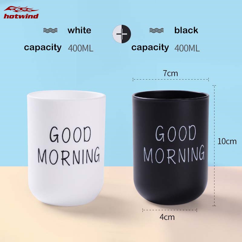 HW Simple Nordic Style Travel Portable Washing Cup Good Morning Couple Cup Plastic Toothbrush Cup