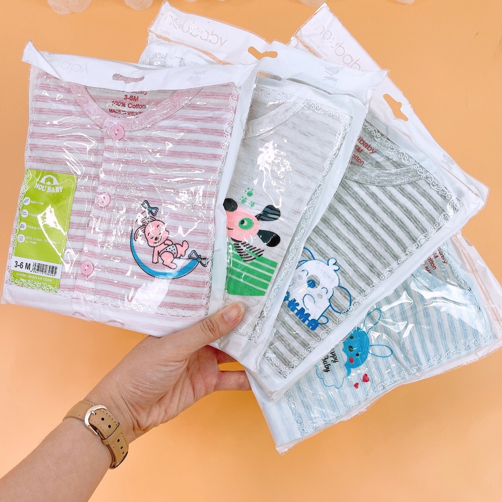Bộ cộc tay cotton giấy cotton kẻ bé trai bé gái 4-15kg