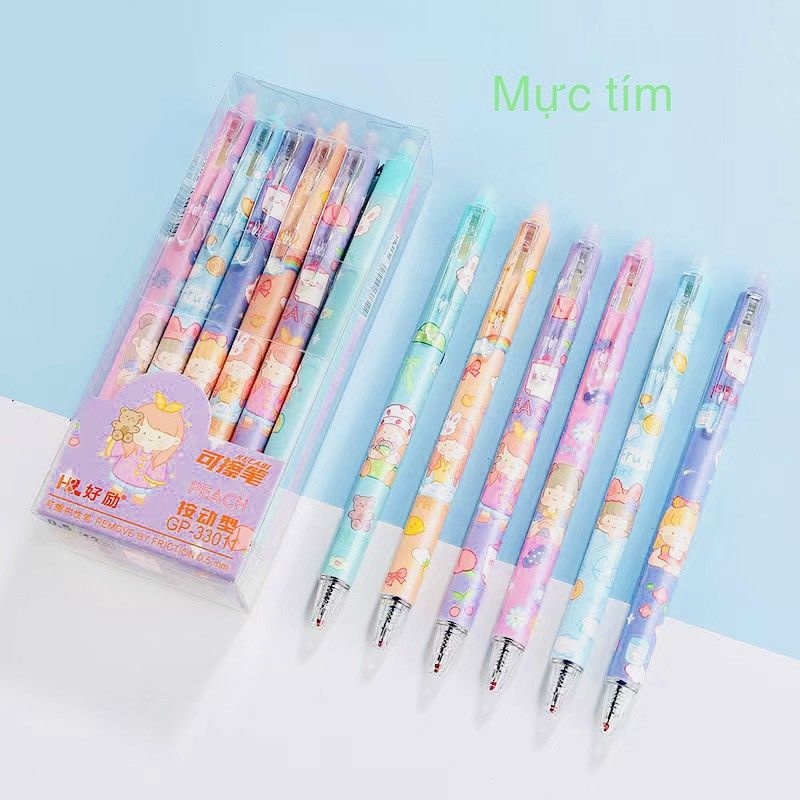 HỘP 12 BÚT GEL ĐẦU BẤM TẨY XÓA ĐƯỢC XANH TÍM NHIỀU MẪU GIAO NGẪU NHIÊN