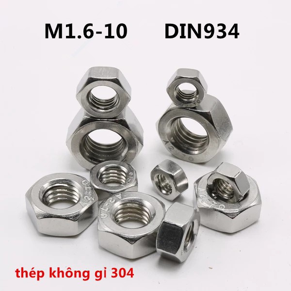 Đai ốc lục giác thép không gỉ 304