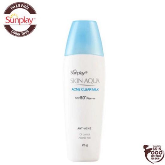 Sữa Chống Nắng Dưỡng Da Ngừa Mụn Sunplay Skin Aqua Acne Clear Milk SPF50+/PA++++ 25g H90