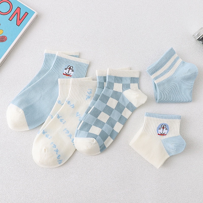 Vớ Tất Cổ Ngắn Doremon Xanh Xinh Xắn Dễ Thương Cotton Kháng Khuẩn Mang Thấp Ngang Mắt Cá Chân MRSOCKS - VN009