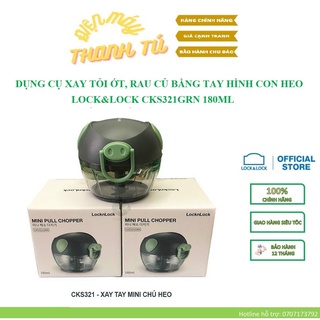 Cks321grn - dụng cụ xay tỏi ớt, rau củ bằng tay hình con heo lock&lock 180ml - hàng chính hãng