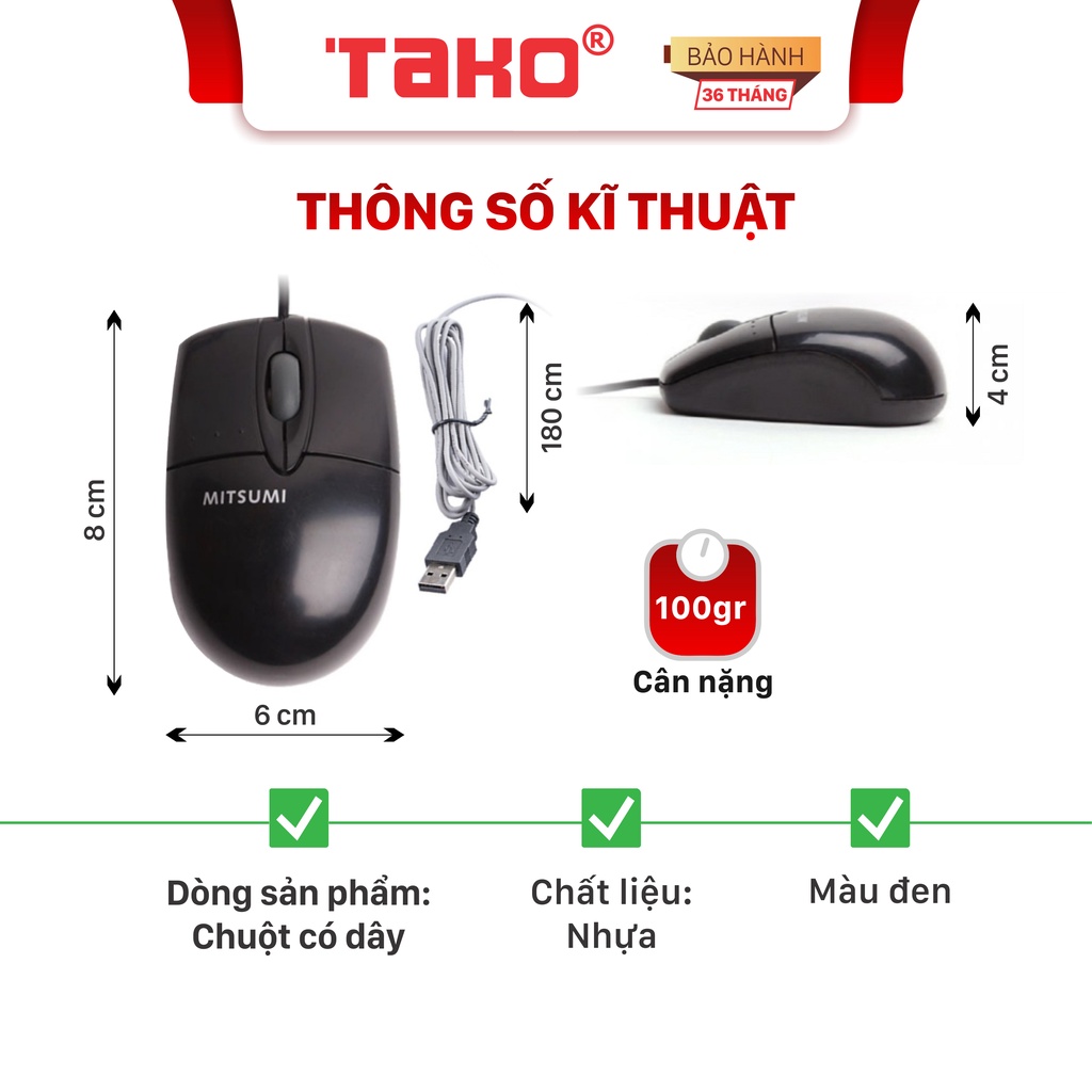 Chuột Mitsumi Có Dây Mitsumi ECM-S6603 Bảo Hành Chính Hãng 36 Tháng