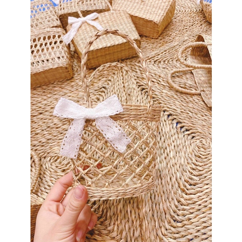 Túi cói cầm tay chụp ảnh, túi cói đi biển vintage đa dạng mẫu mã, thân thiện với môi trường, giỏ cắm hoa  M93