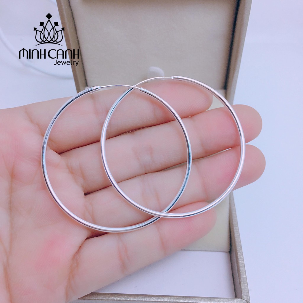 Khuyên Tai Vòng Tròn Trơn Size Lớn Bạc Ta - Minh Canh Jewelry