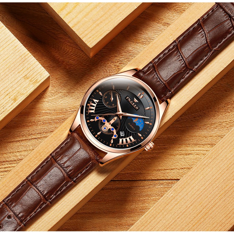 Đồng hồ nam chính hãng FNGEEN dây thép không rỉ, lên tay cực đẹp, giả cơ độc đáo ( Mã: FN61X)