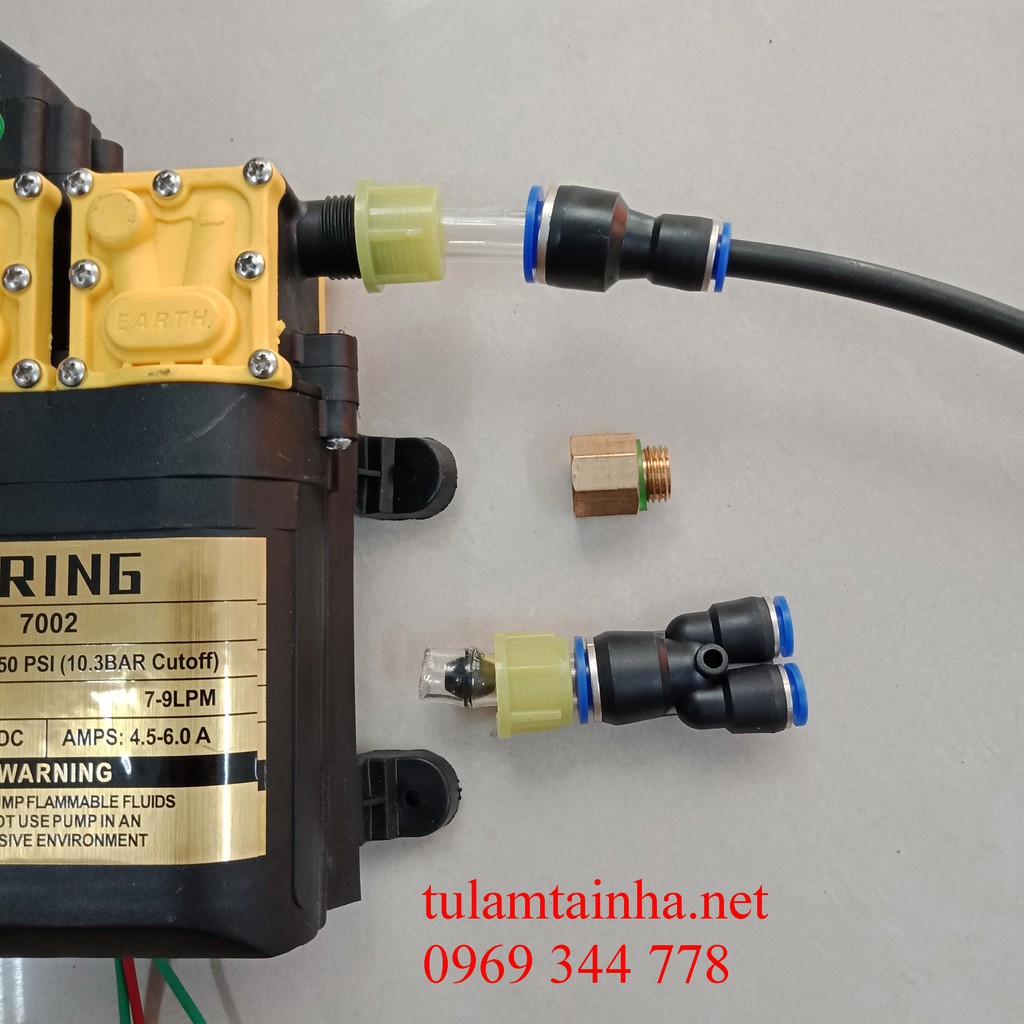 Đầu nối ra dùng cho bơm đôi 12V, 8mm và 14mm