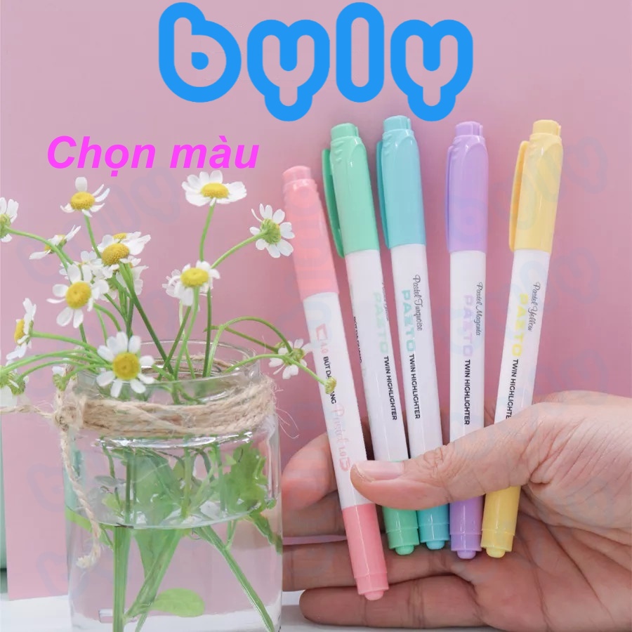 SET 5 màu bút dạ quang tông màu pastel nhẹ nhàng 2 đầu HL-016 𝑻𝒉𝒊𝒆̂𝒏 𝑳𝒐𝒏𝒈 - ByLy Store