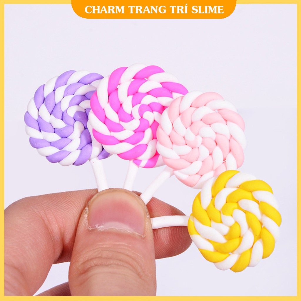 Charm slime hình kẹo mút xoắn N195 - Charm trang trí slime và ốp điện thoại siêu đẹp