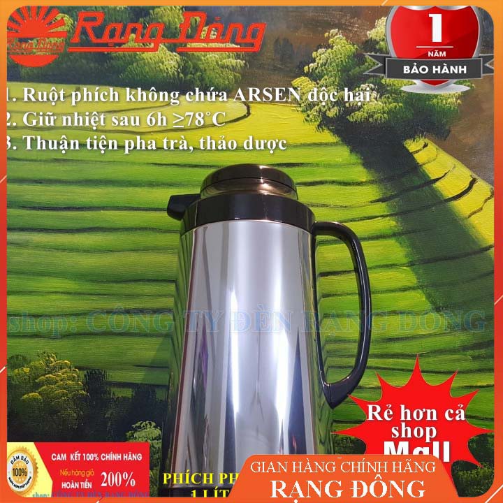 Phích nước pha trà Rạng Đông INOX 1 lít cao cấp 2019