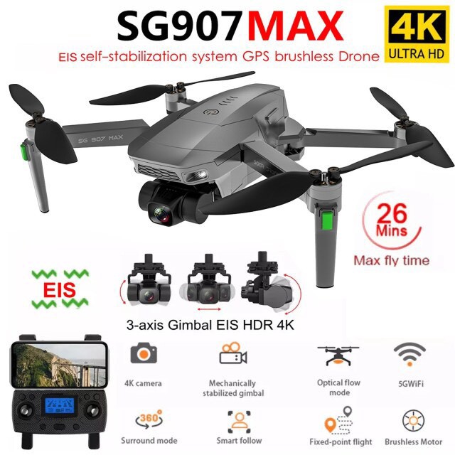 Máy bay flycam SG907 Max Gimbal chống rung 3 trục, cảm biến bụng bay 25 phút tầm xa 800m - BẢO HÀNH 3 THÁNG