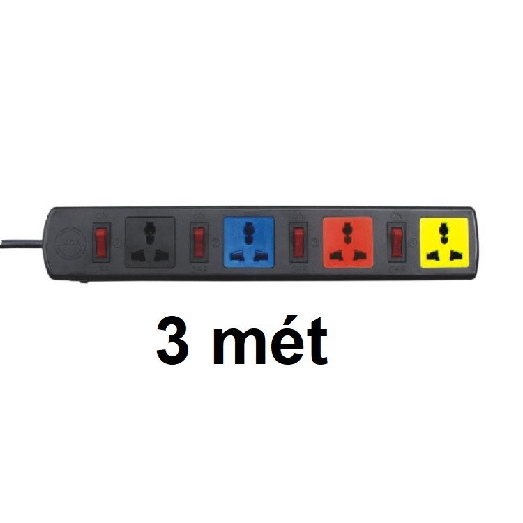 Ổ cắm điện LIOA, 6 lỗ, có công tắc, ~2000W, dây dài 3m/5m, mã:6DN