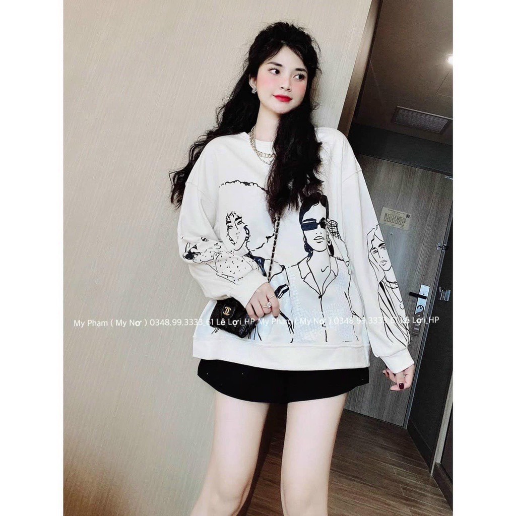 Áo Nỉ Nữ In Hình Cô Gái Tay Dài Form Rộng, Áo Thu Đông Nữ Có Ảnh Thật Kèm Theo SuzaHouse_Store | BigBuy360 - bigbuy360.vn