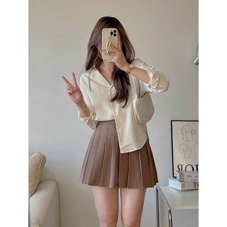 Áo sơ mi cổ vest chất lụa hàn dài tay
