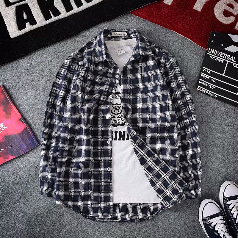 Áo sơ mi tay dài họa tiết sọc caro có 3 màu tùy chọn cho nam