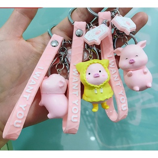 Móc khóa nhựa hình chú heo hoạt hình đáng yêu