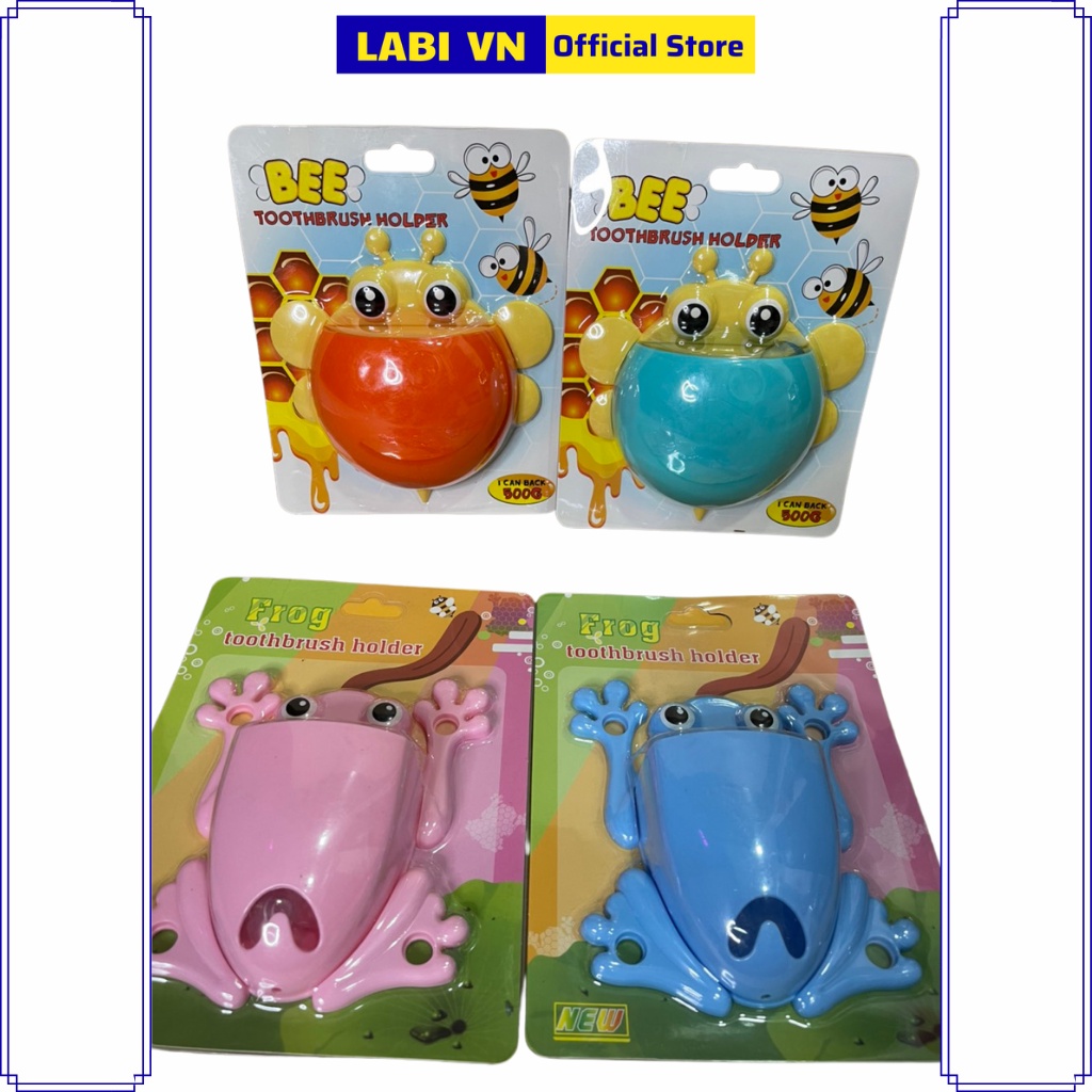 Kệ để bàn chảy đánh răng dán tường cho trẻ em siêu cool hình con ếch, bọ cam LABI VN LB216