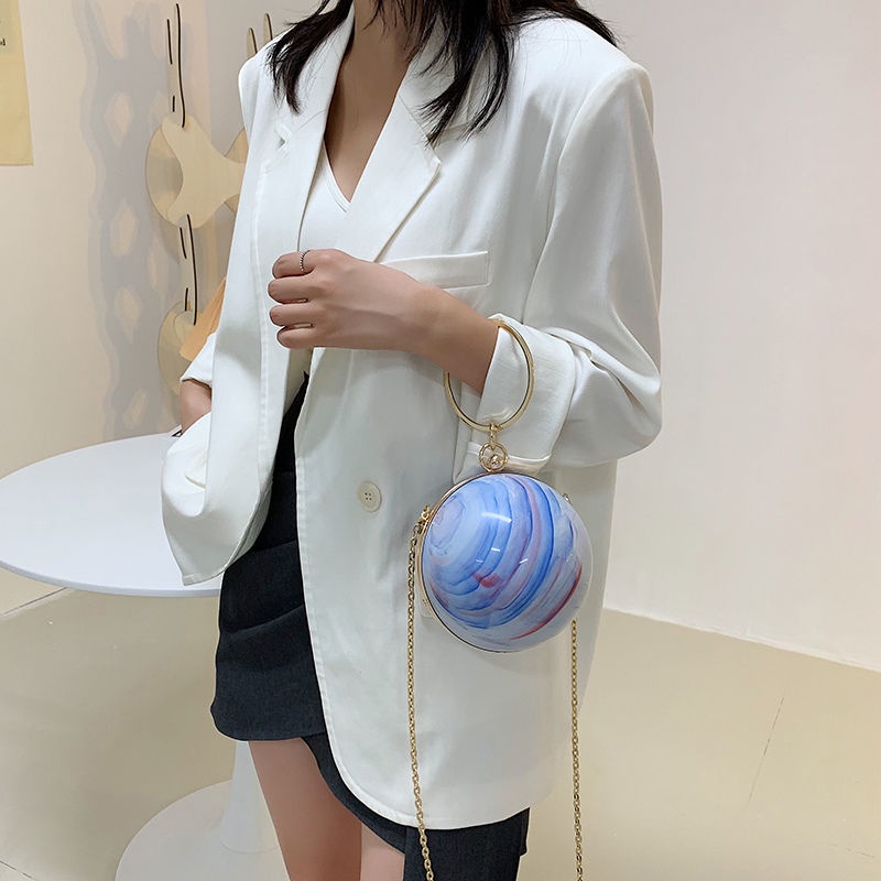 Túi Đeo Chéo Một Bên Vai Hình Tròn Nhỏ Màu Sắc Tương Phản Phong Cách Hàn Quốc Thời Trang Mới Năm 2021 Dành Cho Bạn Nữ