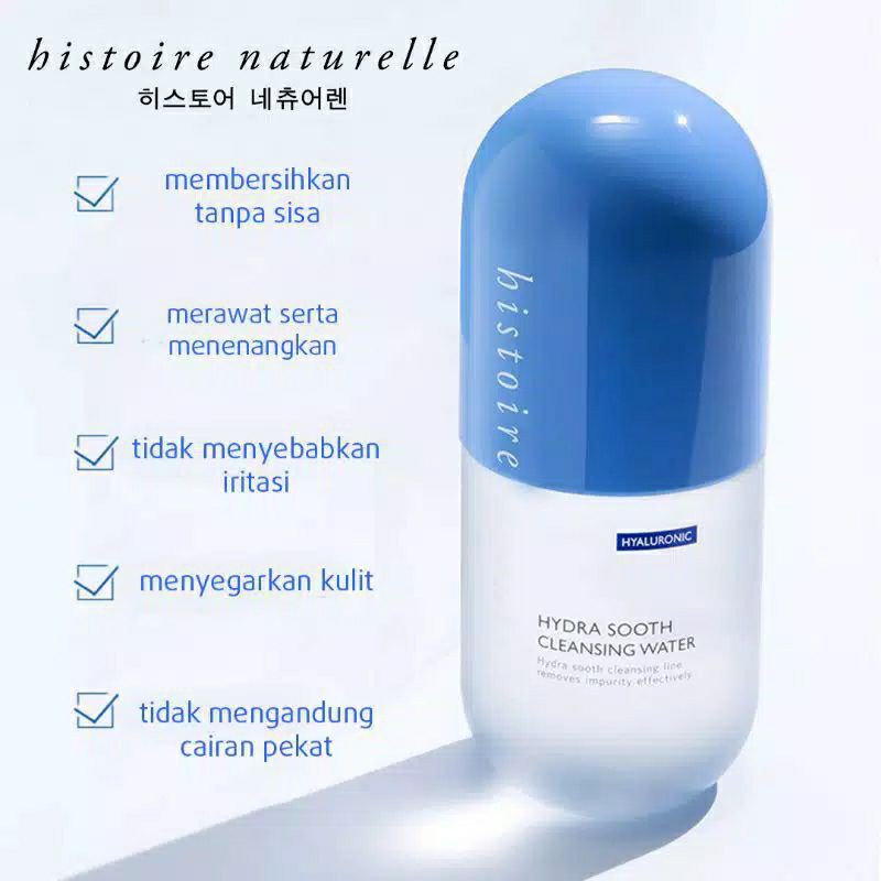 Nước tẩy trang loại bỏ bụi bẩn, bã nhờn Histoire Naturelle Hydra Sooth Cleansing Water Hyaluronic 500ml