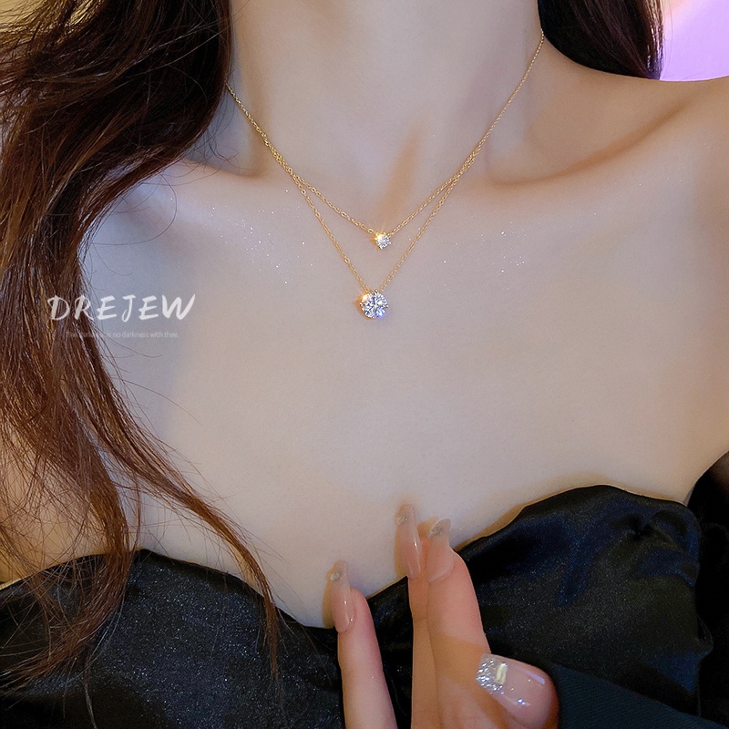 DREJEW Dây Chuyền Mặt Hình Học Mạ Vàng Thật Mạ Điện Zircon Phong Cách Nhật Hàn Thời Trang Chất Lượng Cao Dễ Phối Đồ