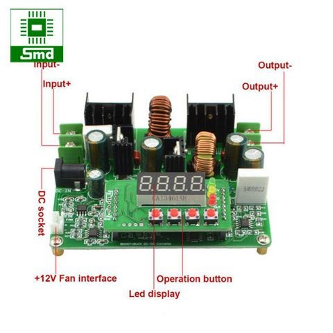 Mạch nguồn đa năng 6A 0-38V Chỉnh dòng Chỉnh áp Module nguồn test  Buck - boost Nâng hạ áp đầu vào 10 - 40V