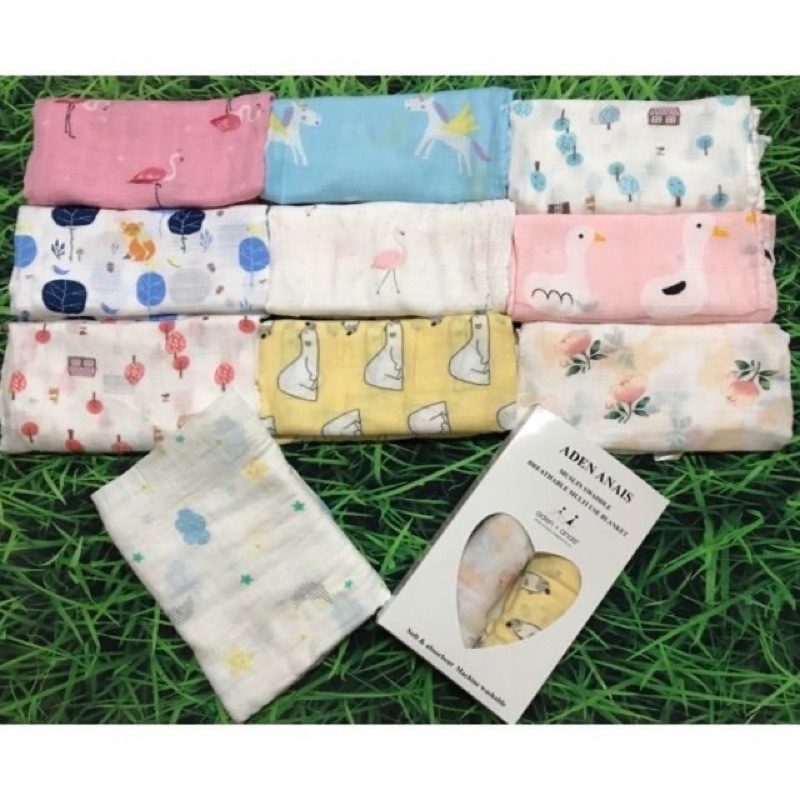 Hộp 2 khăn Aden &amp; Anais 100% sợi tre cao cấp mềm mịn hàng loại 1