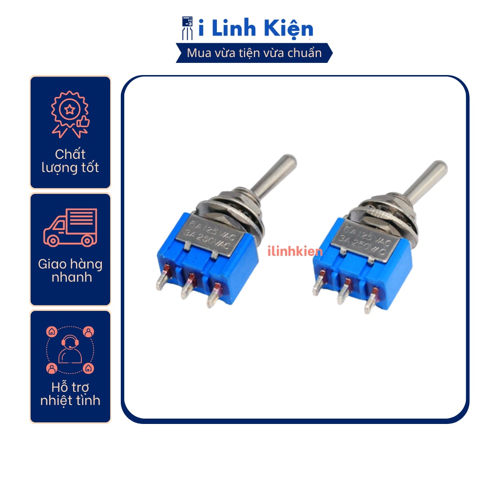 Công tắc gạt MTS-102 3A 250V xanh 3 chân 2 chế độ ON-ON