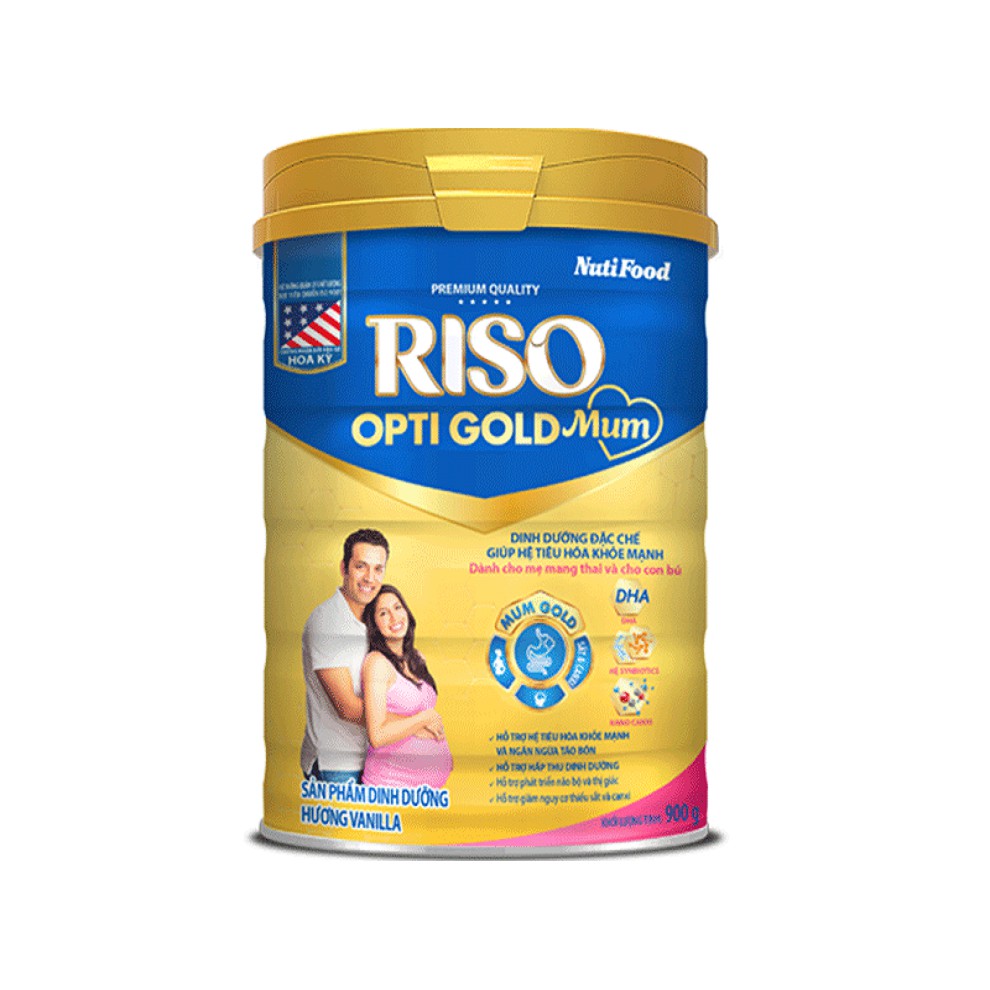 Sữa Bột Riso Opti Gold Mum Hương Vani- Hộp Thiếc 900 gr
