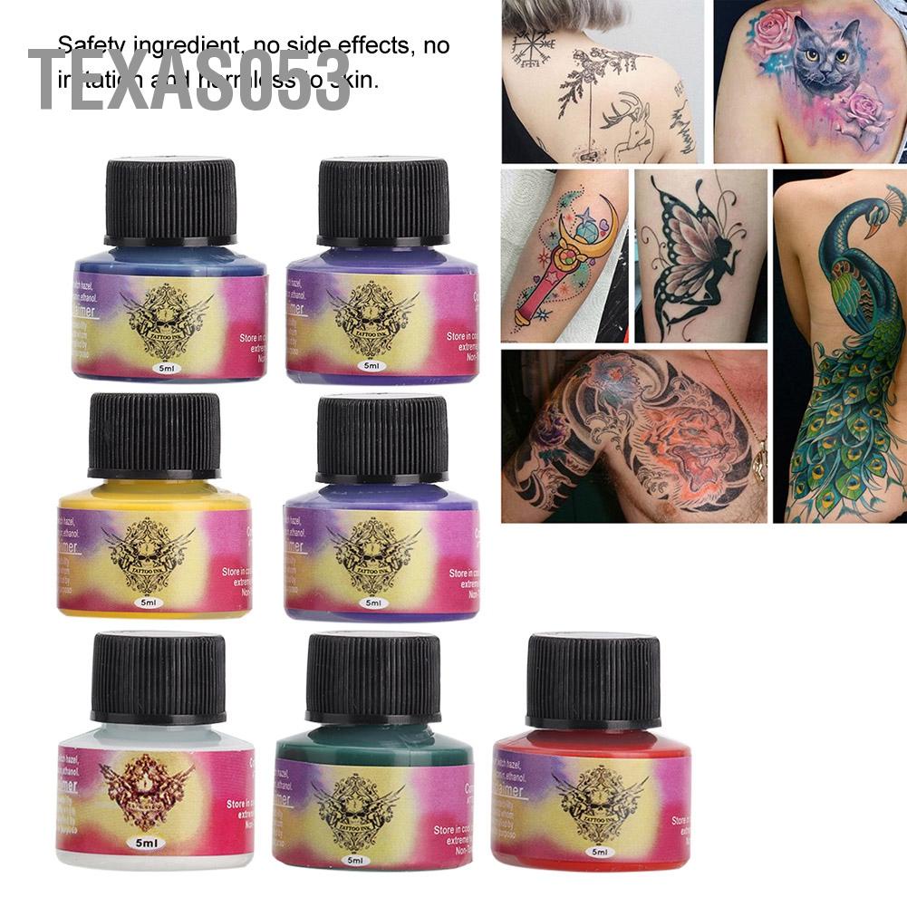 Hàng Sẵn Bộ 7 màu Mực Hình xăm lâu dài cho người mới bắt đầu【Texas053】