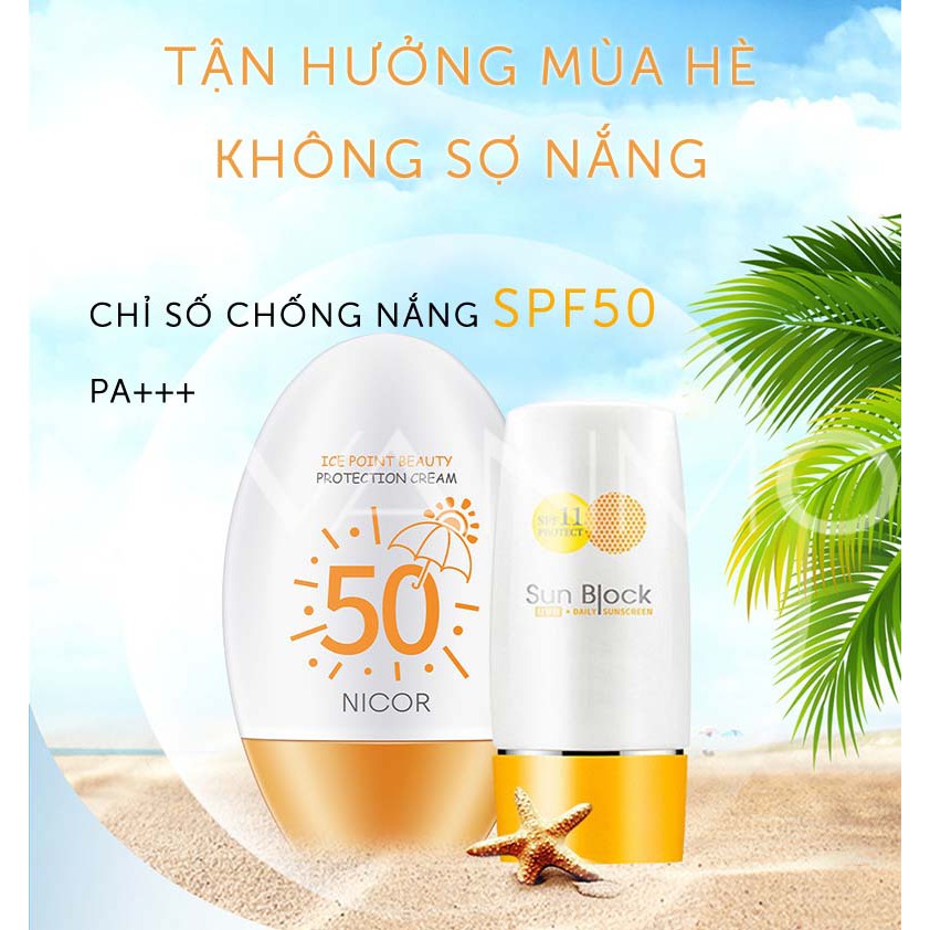 Kem Chống Nắng NICOR SPF50+ 60g Bảo Vệ Da Chống Tia Cực Tím An Toàn Tuyệt Đối Cho Da