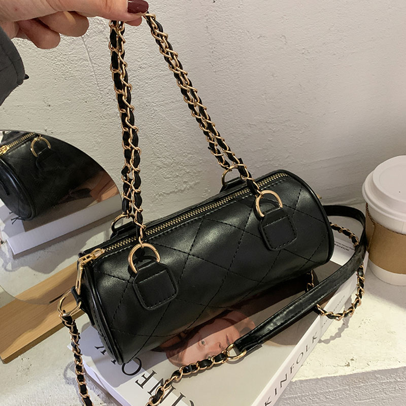 Túi đeo chéo màu trơn thiết kế kết cấu hình thoi thời trang thanh lịch cho nữ