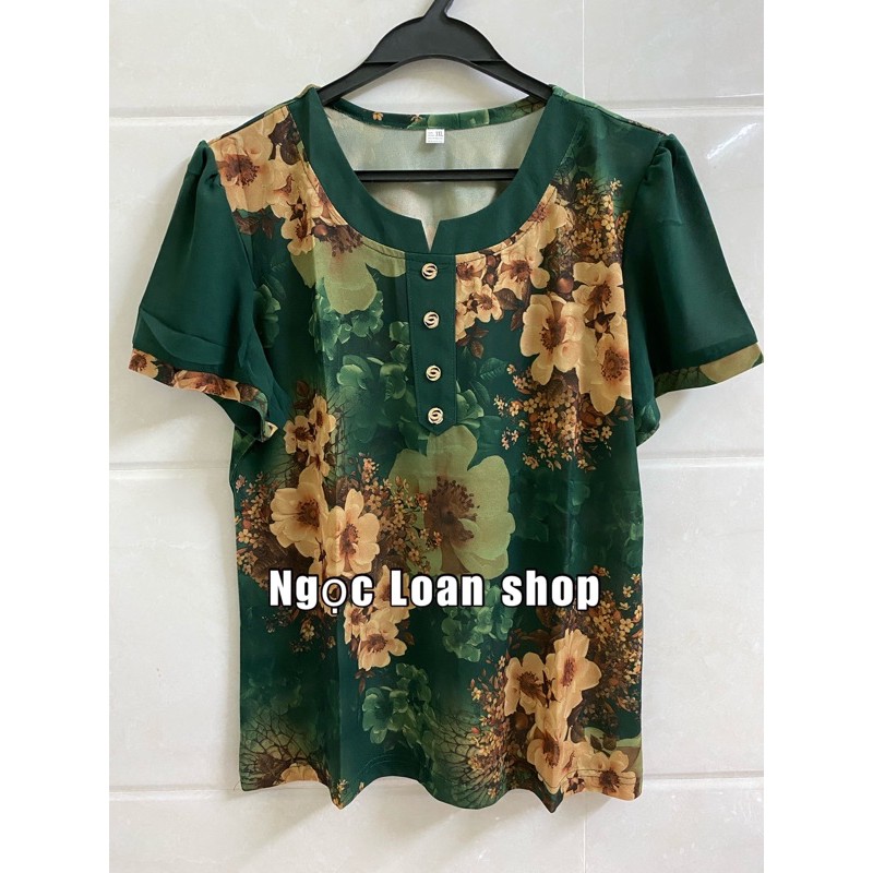 Áo thun hoa trung niên , ao voan cho mẹ QC_ngọc loan shop.