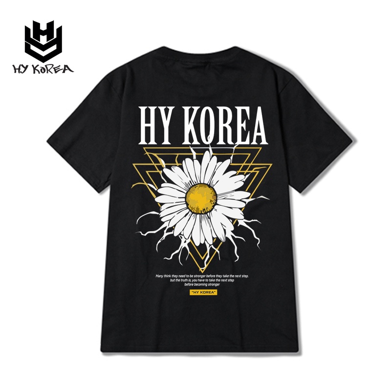 Áo Thun Tay Lỡ 100 Cotton Form Rộng In Hình Hoa Cúc HY Korea 407