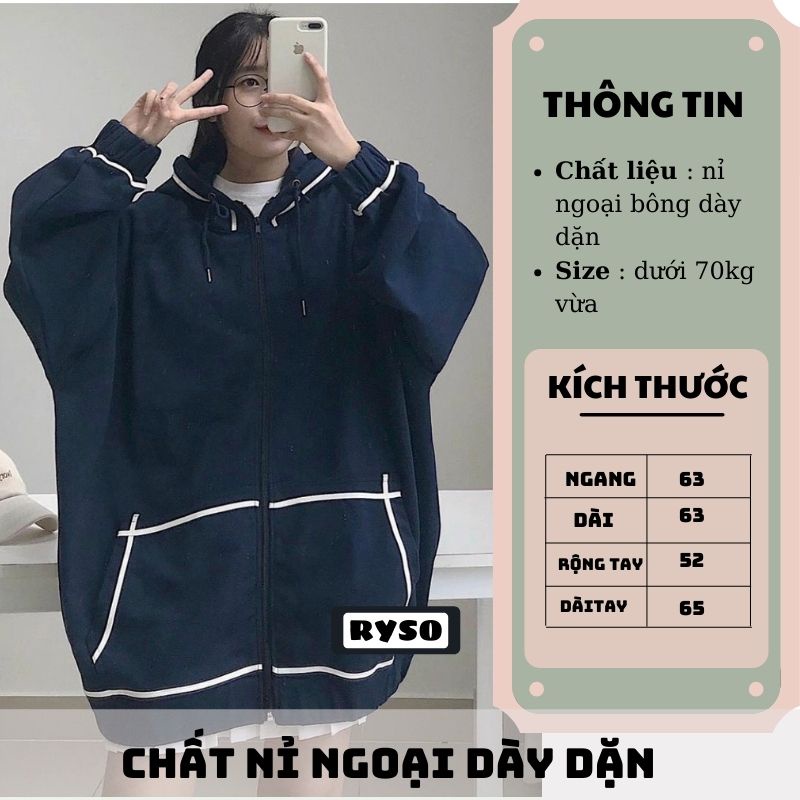 Áo khoác hoodie form rộng chạy viền tay phồng khóa kéo chất nỉ bông dày dặn cao cấp jacket mũ 2 lớp | BigBuy360 - bigbuy360.vn
