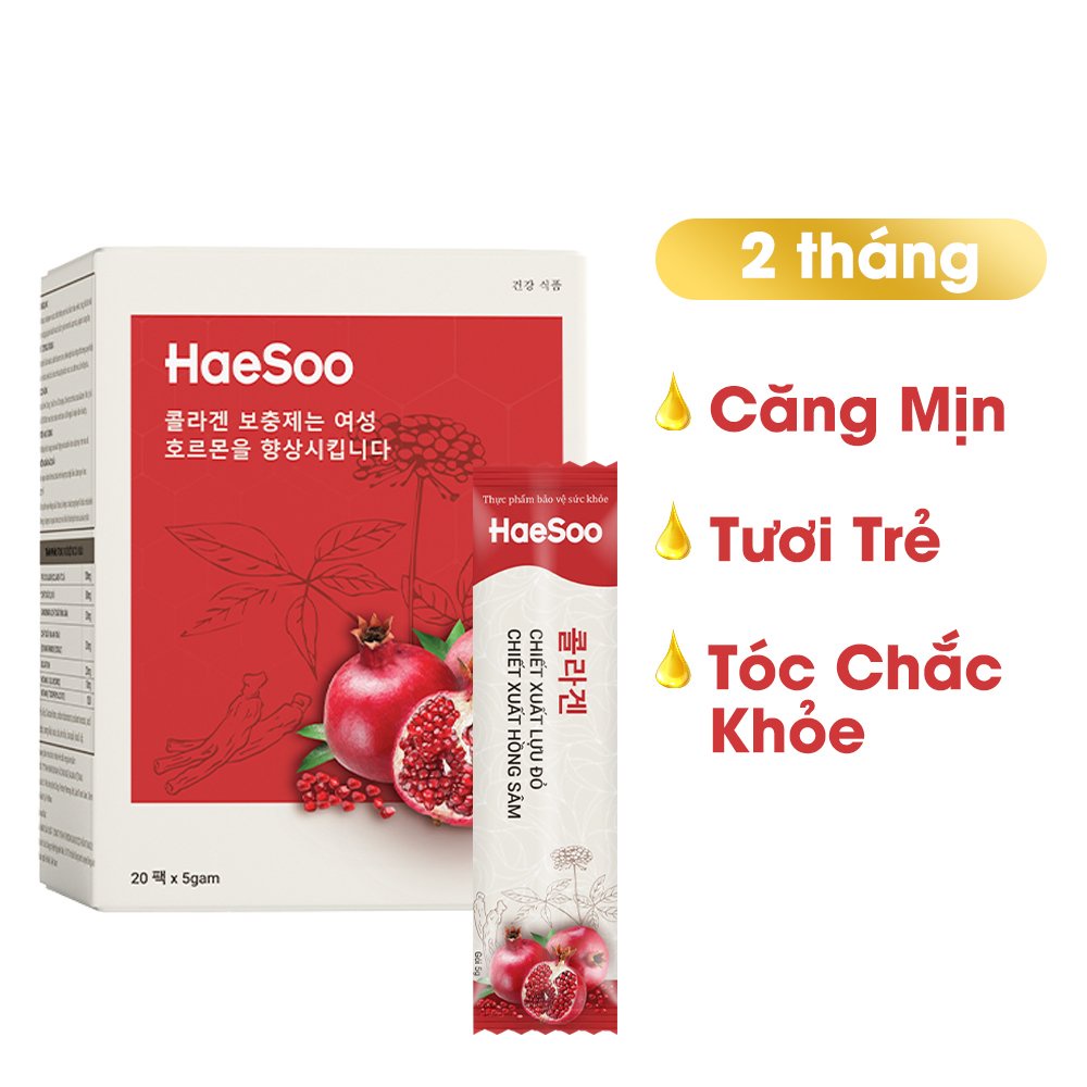 Collagen Hồng Sâm Lựu Đỏ Trẻ Hóa Da - Haesoo Chính Hãng Mua 5 tặng 3