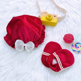[𝗧𝗮̣̆𝗻𝗴 𝗡𝗼́𝗻 + 𝗧𝗮̂́𝘁] BODY NHUNG ĐỎ PHỐI NƠ TRẮNG (sơ sinh - 12 kg)