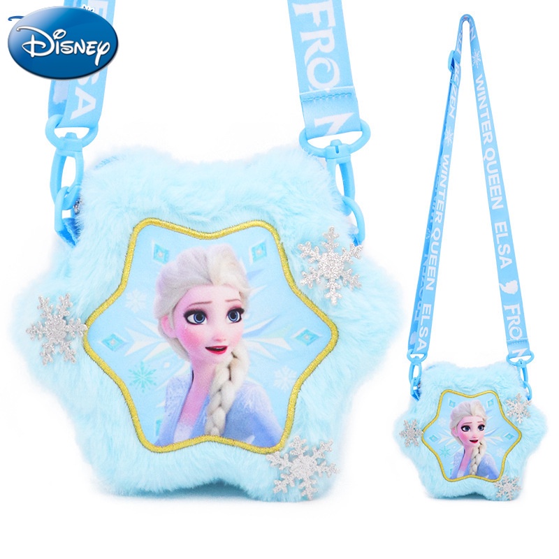 Frozen Children's Plush Crossbody Bag Girl Cute Sling Bag Rainbow Pony Elsa Shoulder Bag Kids Cartoon Princess Bag Gift