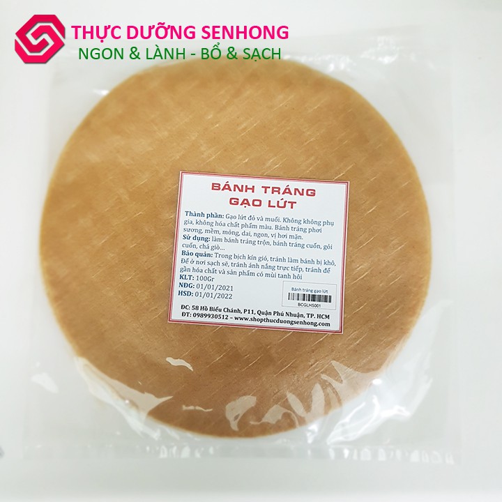 Bánh tráng gạo lứt (100gr - 12cái) Bánh tráng cuốn gạo lứt đỏ