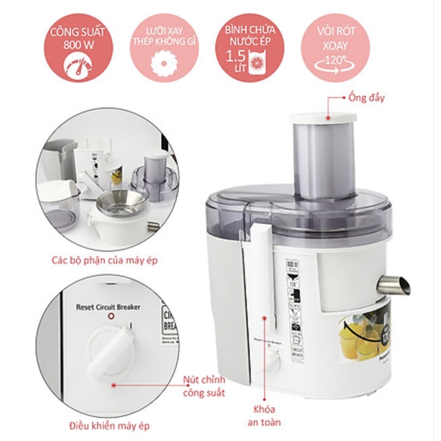 Máy ép trái cây Panasonic MJ-SJ01WRA - HÀNG TRƯNG BÀY 99% KHÔNG VỎ THÙNG