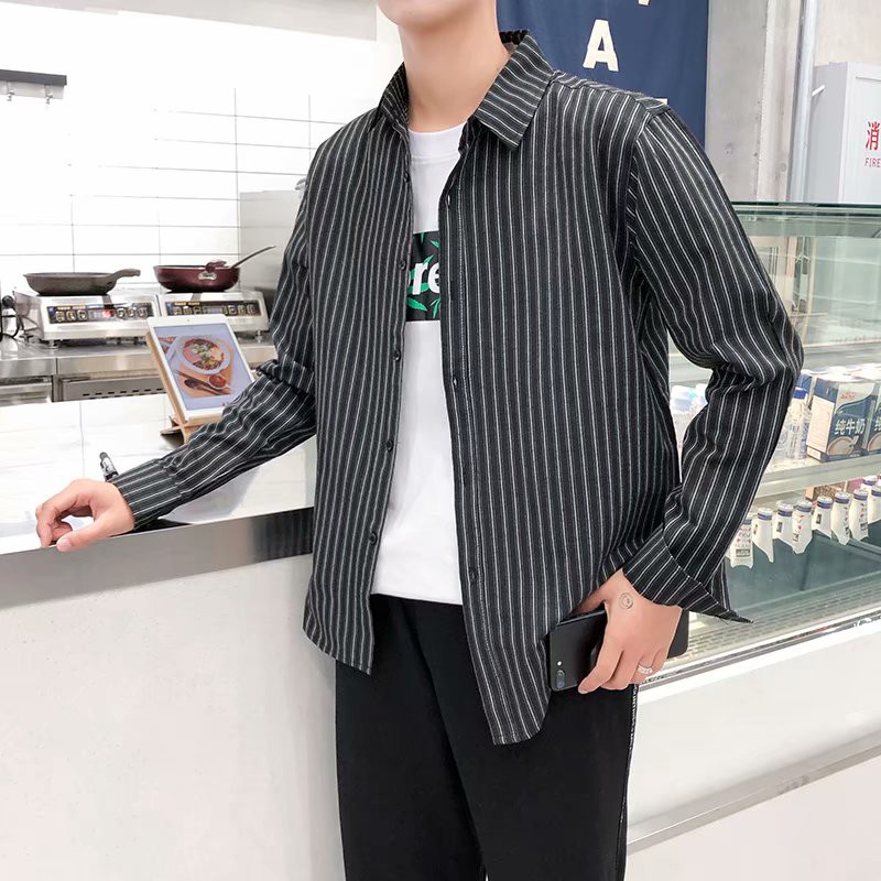 Men's fashion style striped long-sleeve shirt