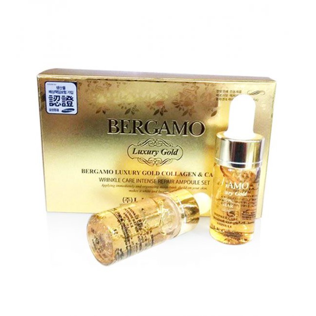 Bộ Serum ngừa lão hóa Bergamo Luxury Gold Collagen and Caviar 4chai x 13ml