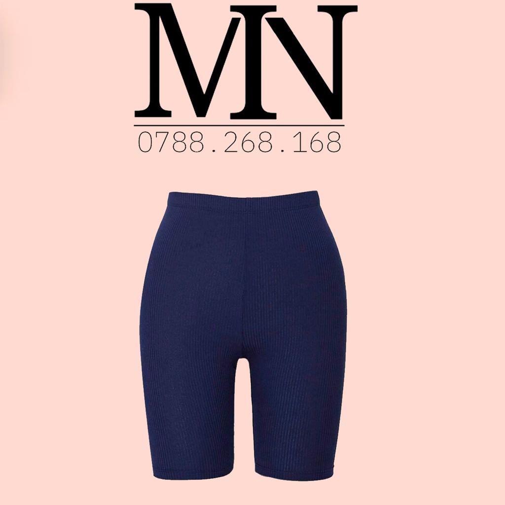 Quần short biker bo gân xanh navi vnxk