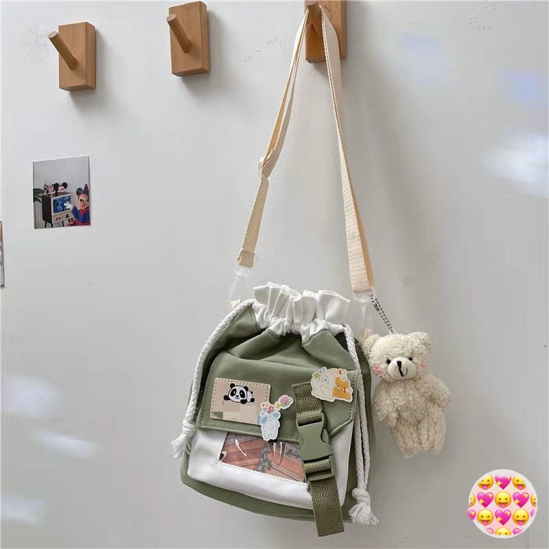 Túi Đeo Vai Nữ Vải Bố Hình Trái Tim Dễ Thương Mse1