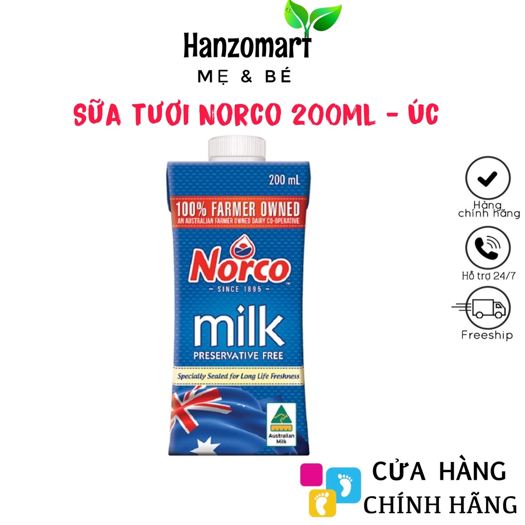 1 thùng Sữa tươi nguyên kem 200ml NORCO nội địa ÚC 24 hộp.